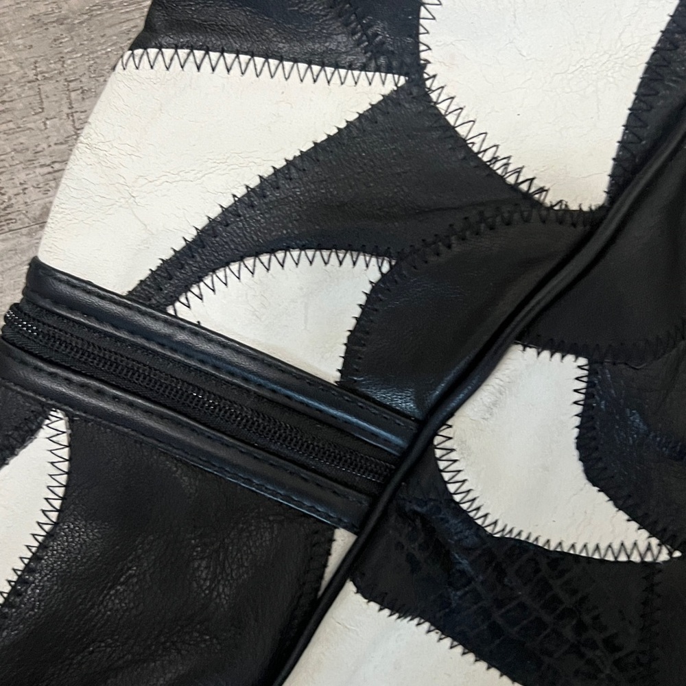 Black And White Patchwork Shoulder Bag - image 2